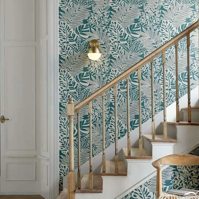 York Wallcoverings Jungle Leaves - Teal Wallpaper | Buy Online York Wallcoverings Jungle Leaves wallpaper, color Teal, SKU SS2572