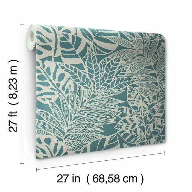 York Wallcoverings Jungle Leaves - Teal Wallpaper | Buy Online York Wallcoverings Jungle Leaves wallpaper, color Teal, SKU SS2572