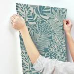 York Wallcoverings Jungle Leaves - Teal Wallpaper | Buy Online York Wallcoverings Jungle Leaves wallpaper, color Teal, SKU SS2572