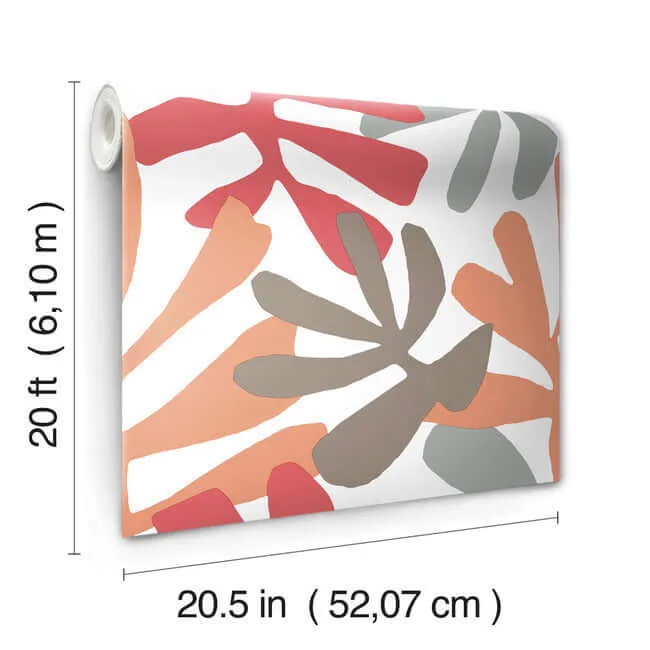 York Wallcoverings Kinetic Tropical wallpaper, color Coral & Beige, SKU PSW1240RL