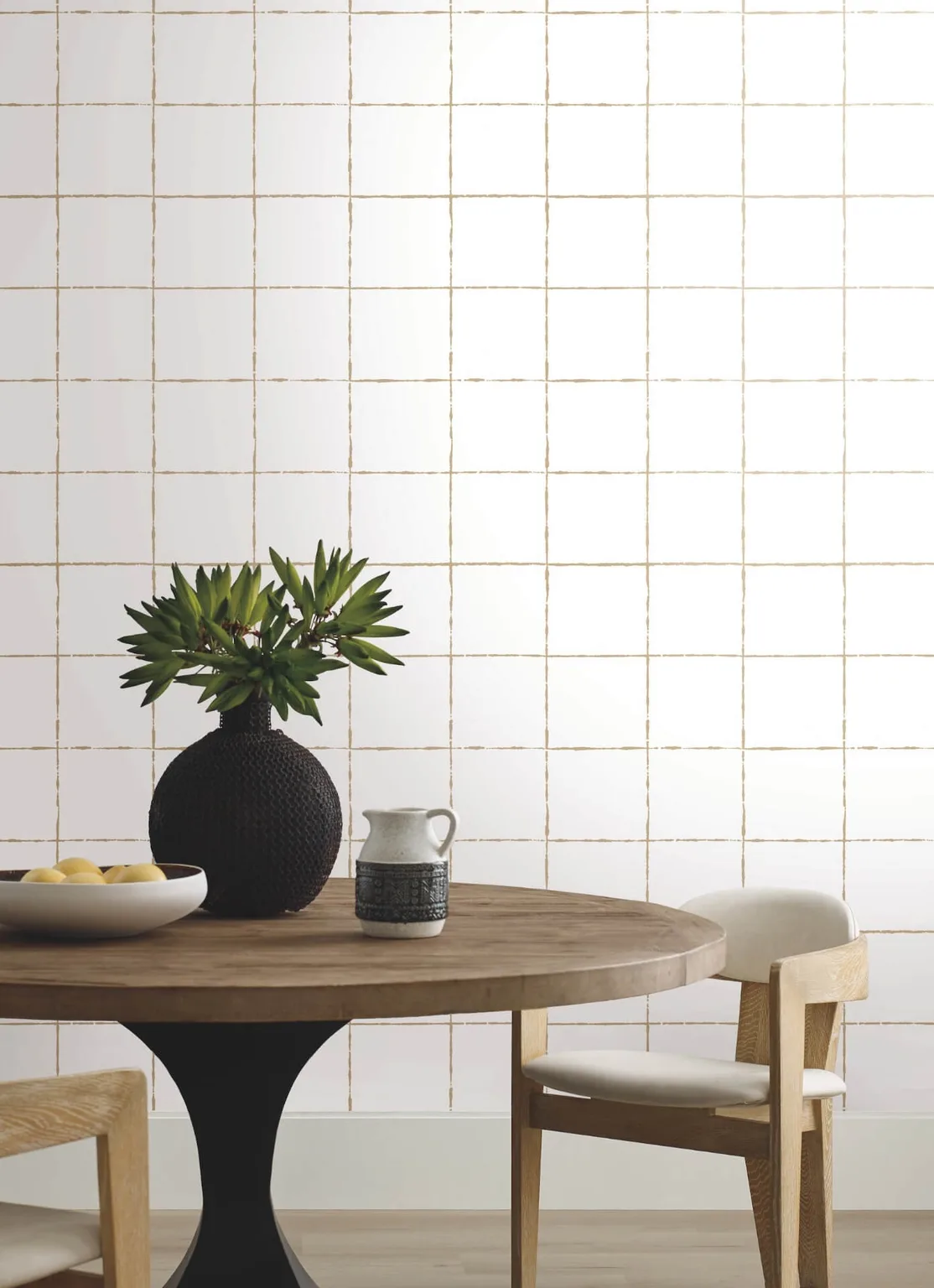York Wallcoverings La Vitre Plaid wallpaper, color Gold, SKU ZM2853