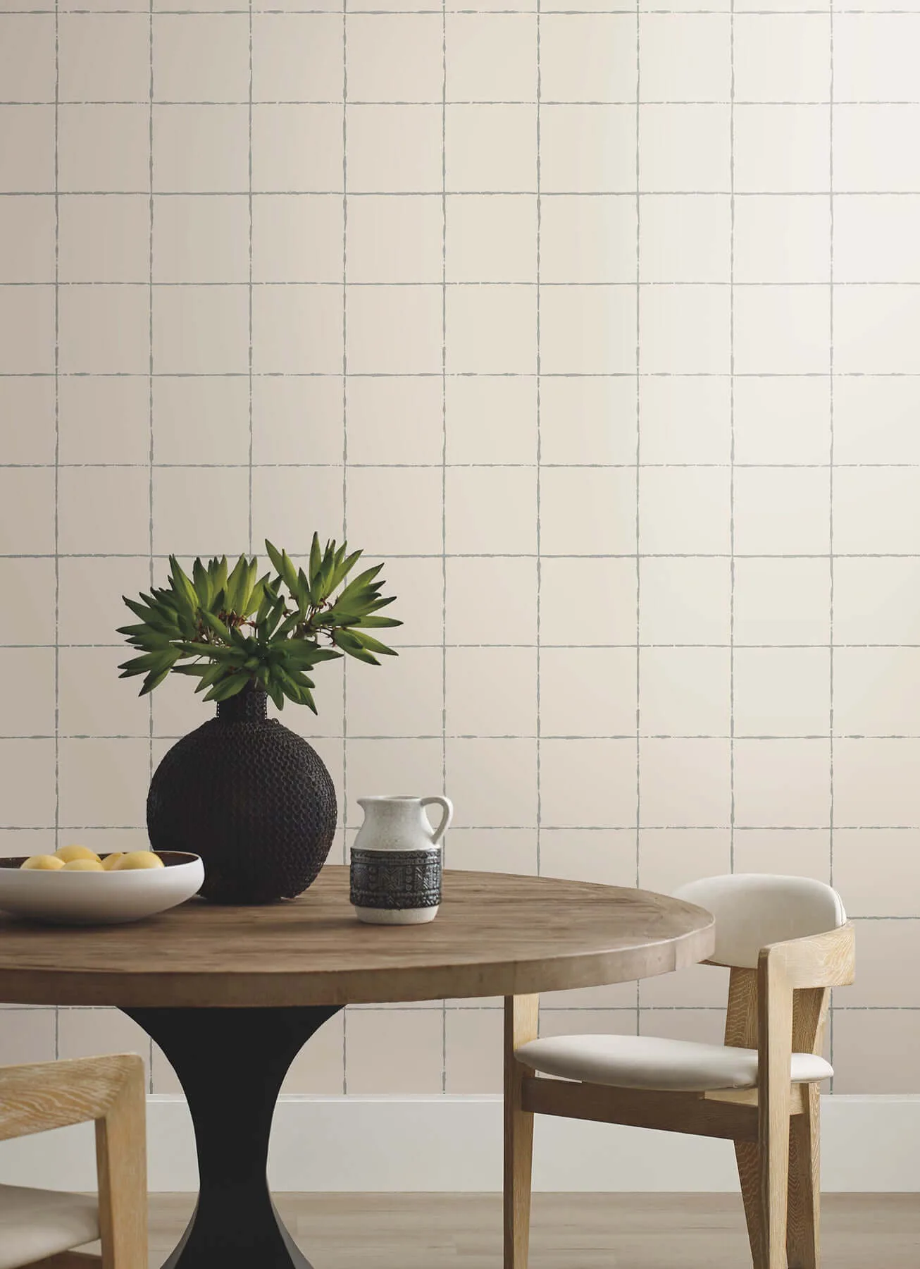 York Wallcoverings La Vitre Plaid wallpaper, color Lichen Grey, SKU ZM2851