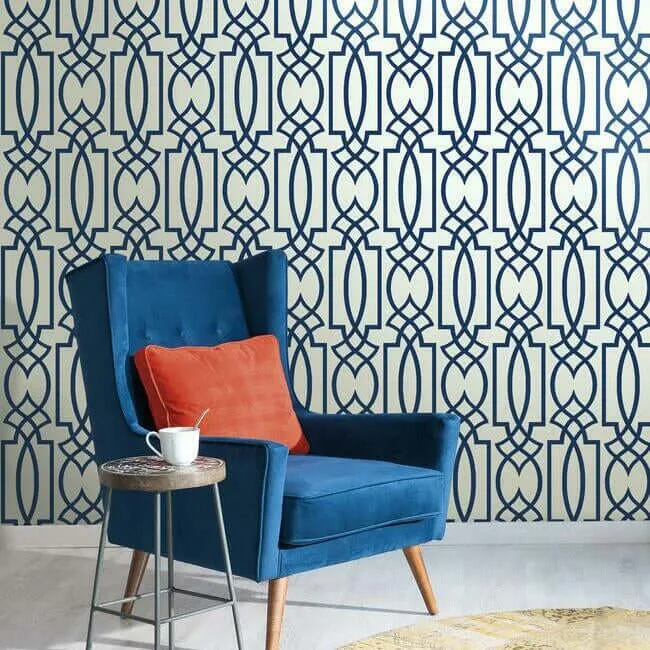 York Wallcoverings Large Lattice wallpaper, color Blue, SKU CM2383