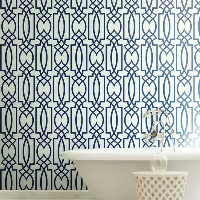 York Wallcoverings Large Lattice - Blue Wallpaper | Buy Online York Wallcoverings Large Lattice wallpaper, color Blue, SKU CM2383