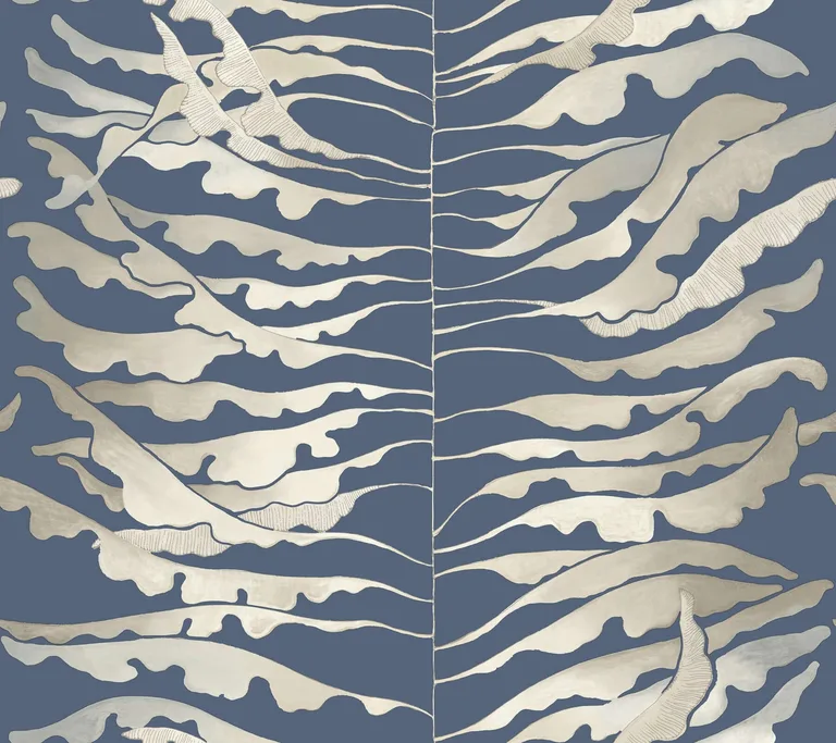 York Wallcoverings Leaf Column wallpaper, color Navy, SKU FM1043