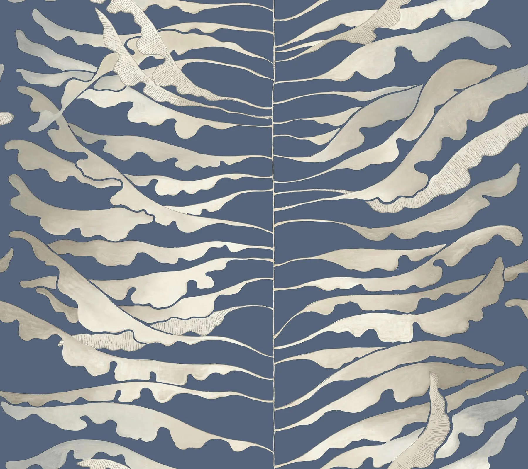 York Wallcoverings Leaf Column wallpaper, color Navy, SKU FM1043