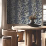 York Wallcoverings Leaf Column - Navy Wallpaper | Buy Online York Wallcoverings Leaf Column wallpaper, color Navy, SKU FM1043