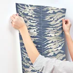 York Wallcoverings Leaf Column - Navy Wallpaper | Buy Online York Wallcoverings Leaf Column wallpaper, color Navy, SKU FM1043
