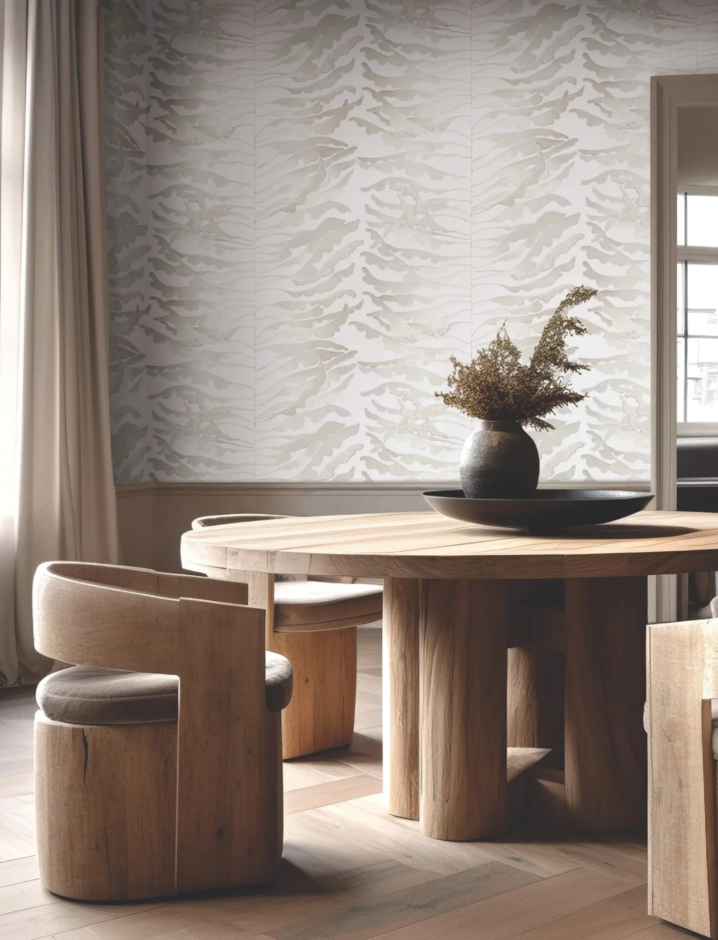 York Wallcoverings Leaf Column wallpaper, color Neutral, SKU FM1044