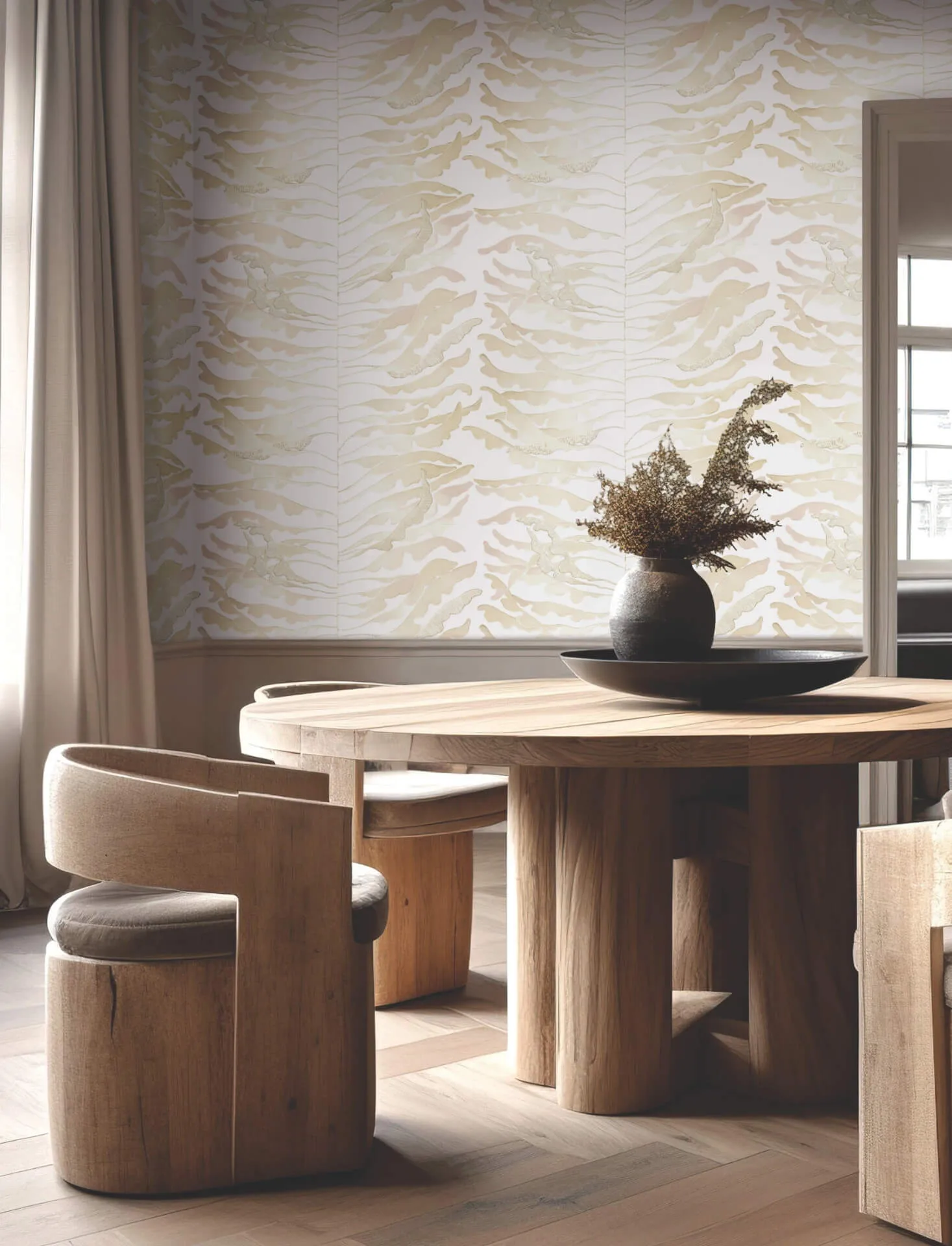 York Wallcoverings Leaf Column wallpaper, color Taupe, SKU FM1041