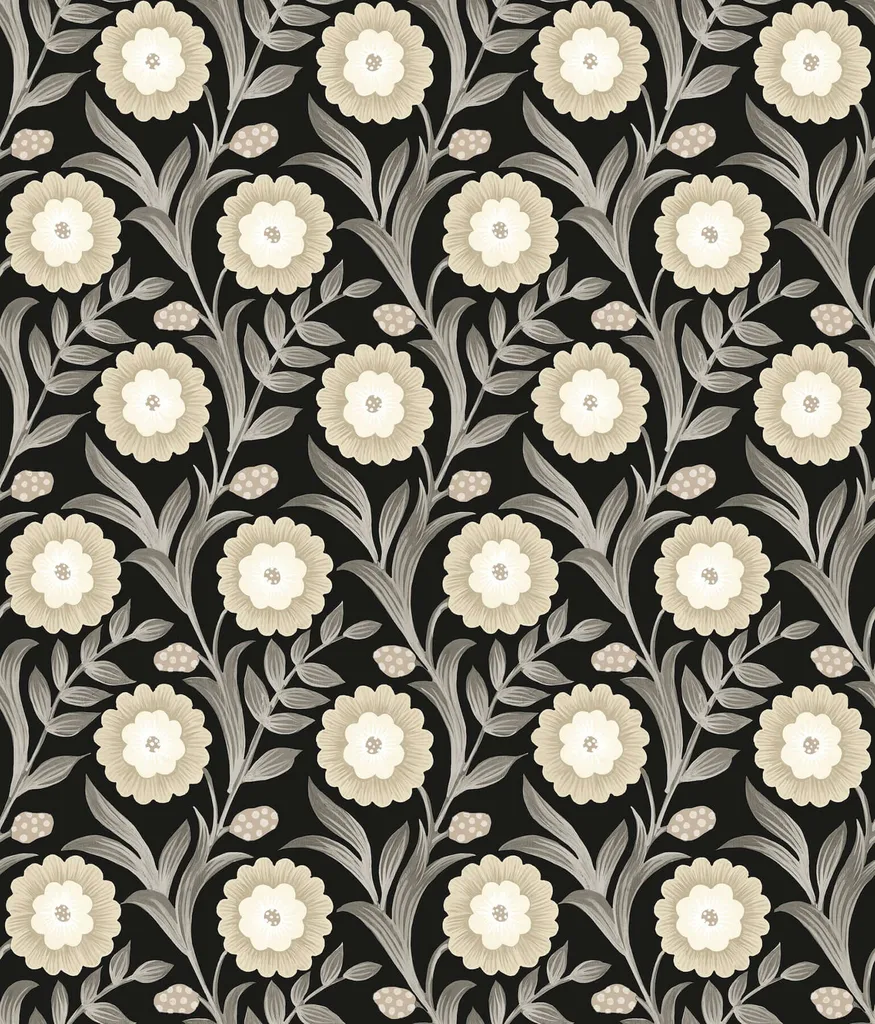 York Wallcoverings Lillian wallpaper, color Black, SKU PSW1581RL