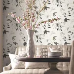 York Wallcoverings Linden Flower wallpaper, color Black, SKU PSW1103RL
