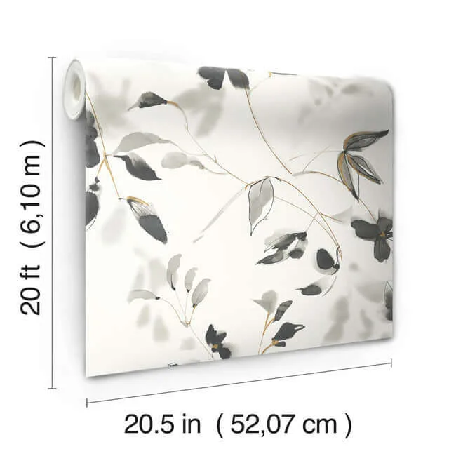 York Wallcoverings Linden Flower wallpaper, color Black, SKU PSW1103RL