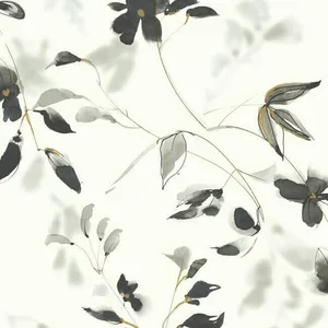 York Wallcoverings Linden Flower wallpaper, color Black, SKU SO2442
