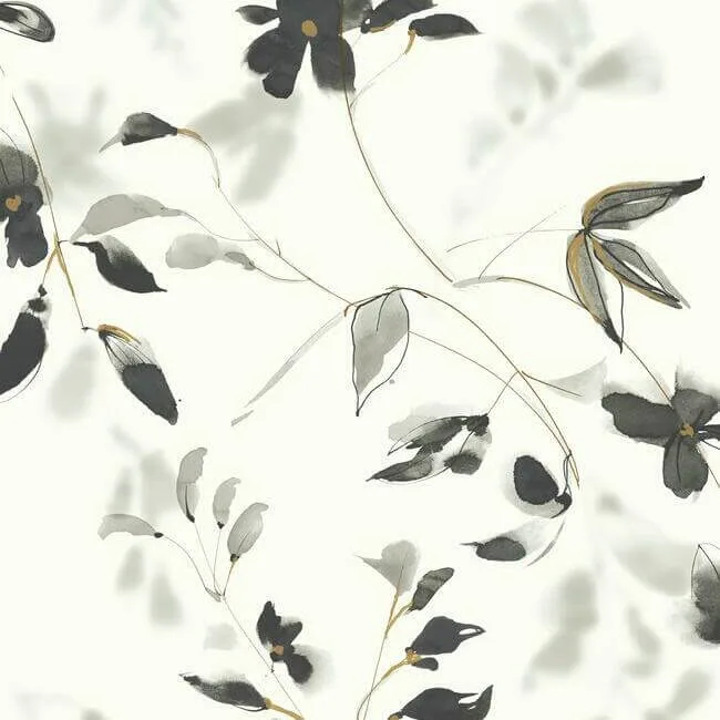 York Wallcoverings Linden Flower wallpaper, color Black, SKU SO2442