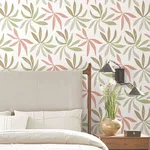York Wallcoverings Little Garden wallpaper, color Leaf & Coral, SKU ZM2812