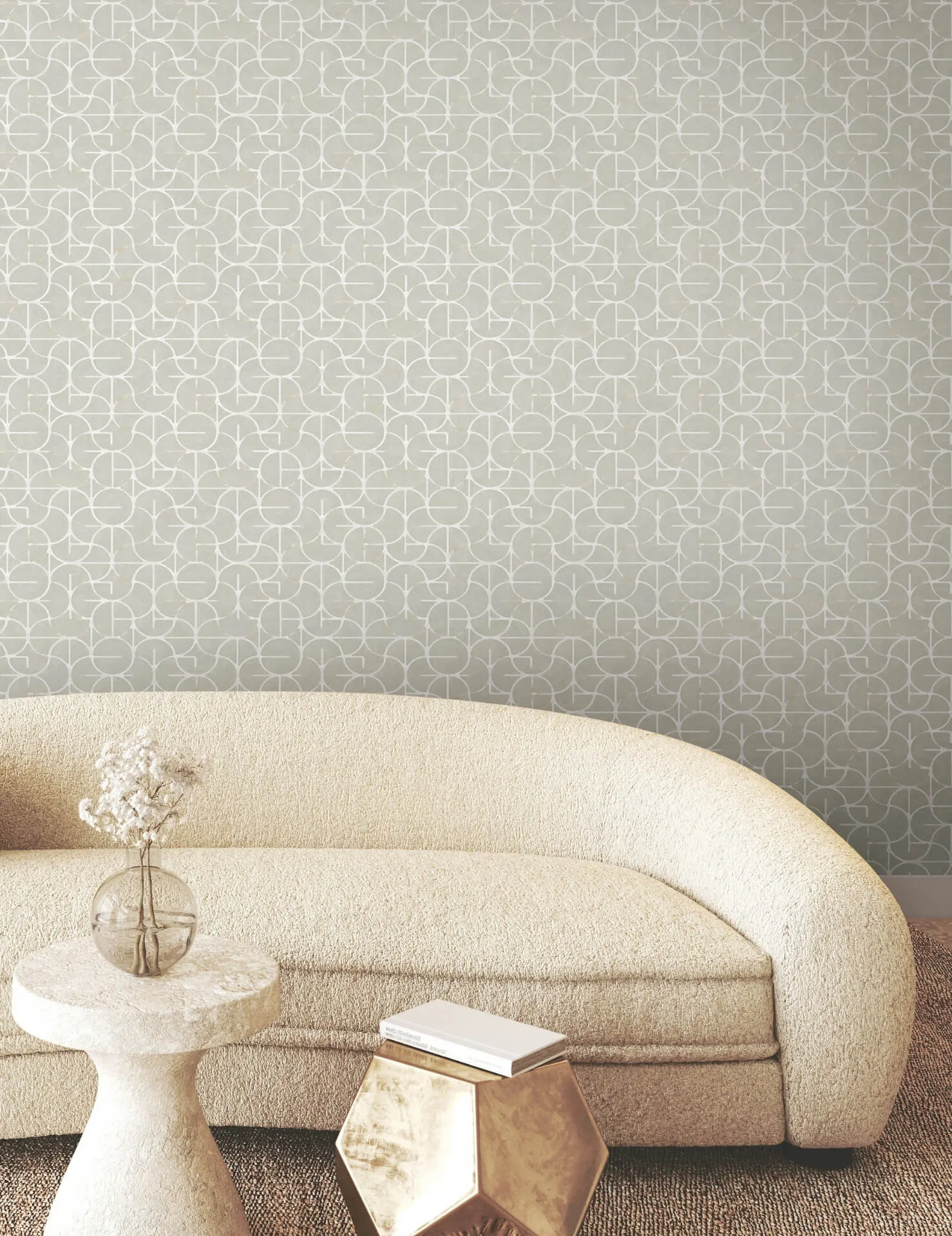 York Wallcoverings Looking Glass wallpaper, color Grey & Silver, SKU FM1102