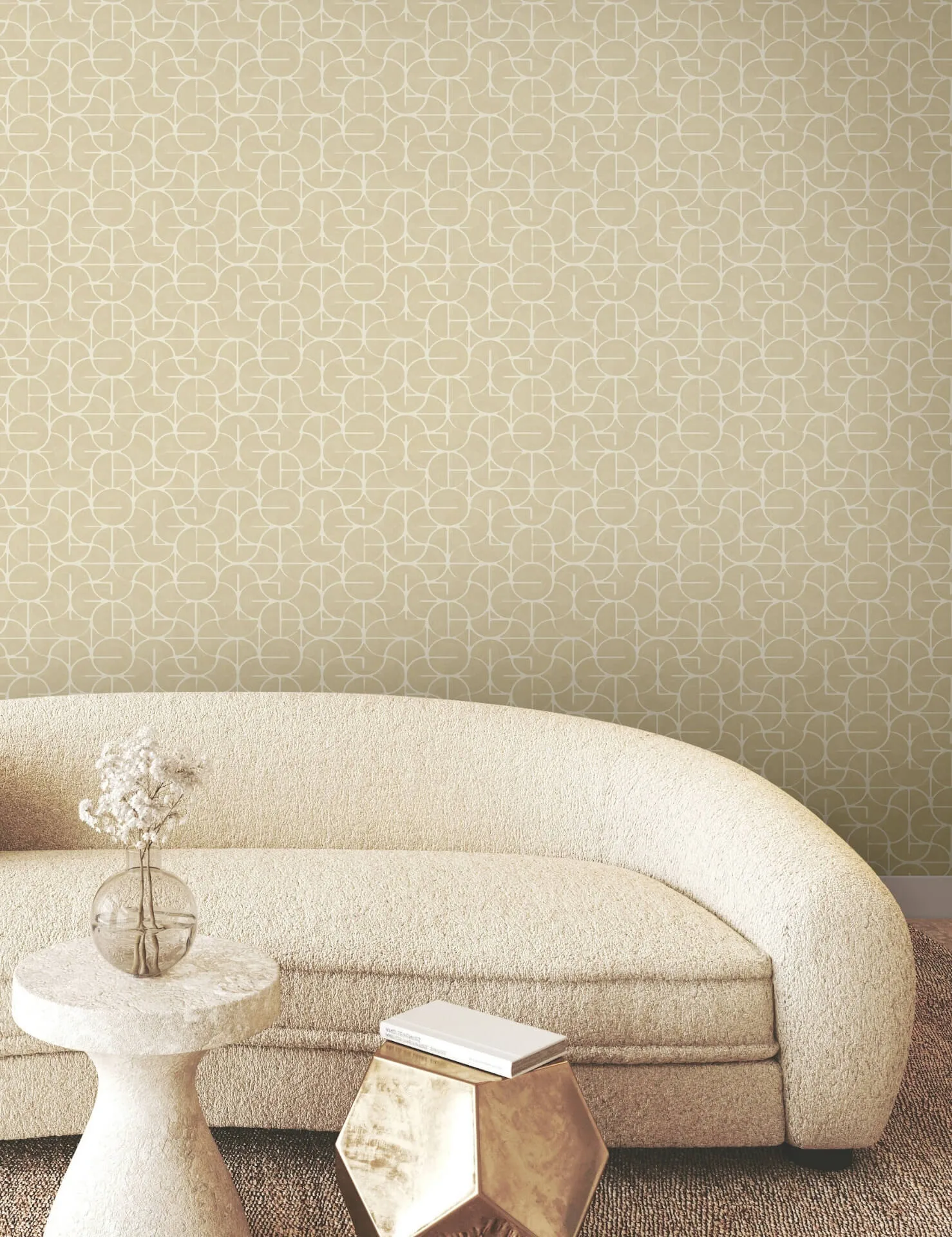 York Wallcoverings Looking Glass wallpaper, color Straw, SKU FM1101