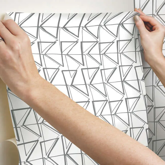 York Wallcoverings Love Triangles - Grey Wallpaper | Buy Online York Wallcoverings Love Triangles wallpaper, color Grey, SKU PSW1252RL