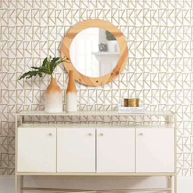 York Wallcoverings Love Triangles - Gold Metallic Wallpaper | Buy Online York Wallcoverings Love Triangles wallpaper, color Gold Metallic, SKU PSW1255RL
