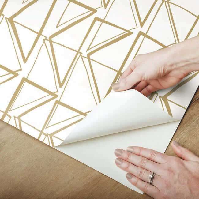 York Wallcoverings Love Triangles - Gold Metallic Wallpaper | Buy Online York Wallcoverings Love Triangles wallpaper, color Gold Metallic, SKU PSW1255RL