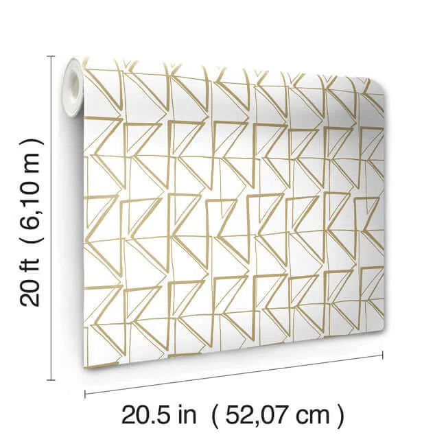 York Wallcoverings Love Triangles - Gold Metallic Wallpaper | Buy Online York Wallcoverings Love Triangles wallpaper, color Gold Metallic, SKU PSW1255RL
