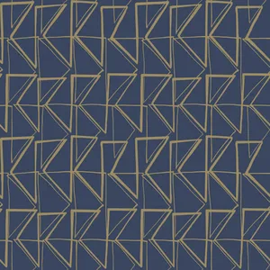 York Wallcoverings Love Triangles wallpaper, color Blue & Gold Metallic, SKU PSW1256RL