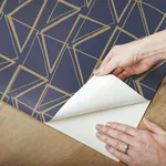 York Wallcoverings Love Triangles - Blue & Gold Metallic Wallpaper | Buy Online York Wallcoverings Love Triangles wallpaper, color Blue & Gold Metallic, SKU PSW1256RL