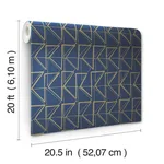York Wallcoverings Love Triangles - Blue & Gold Metallic Wallpaper | Buy Online York Wallcoverings Love Triangles wallpaper, color Blue & Gold Metallic, SKU PSW1256RL