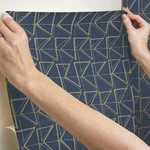 York Wallcoverings Love Triangles - Blue & Gold Metallic Wallpaper | Buy Online York Wallcoverings Love Triangles wallpaper, color Blue & Gold Metallic, SKU PSW1256RL