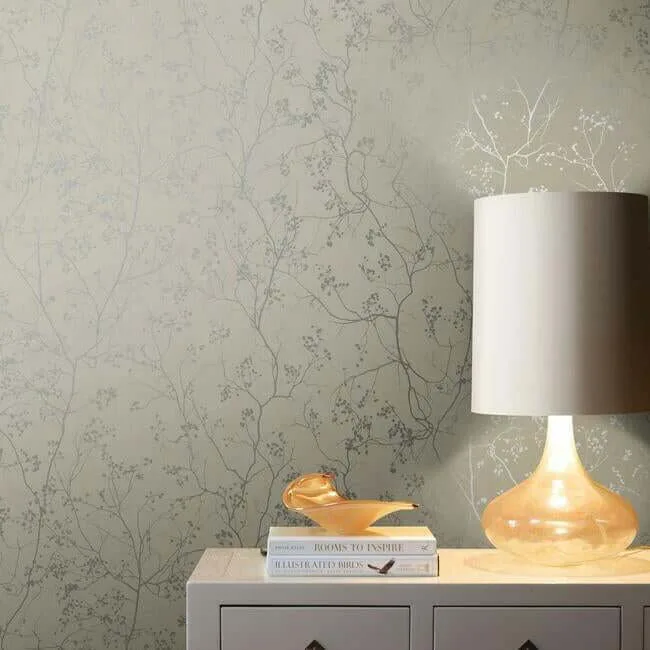 York Wallcoverings Luminous Branches - Grey & Silver Wallpaper | Buy Online York Wallcoverings Luminous Branches wallpaper, color Grey & Silver, SKU DD3814