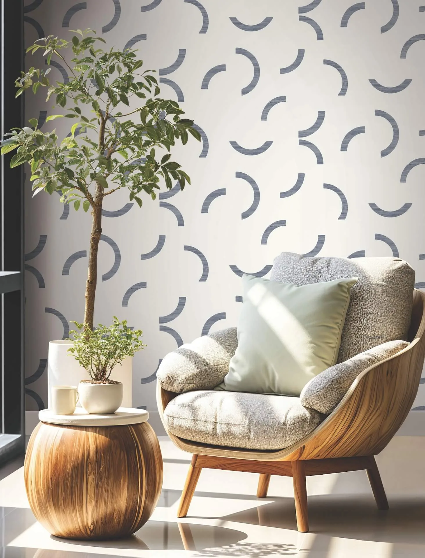 York Wallcoverings Lunula wallpaper, color Navy, SKU FM1023