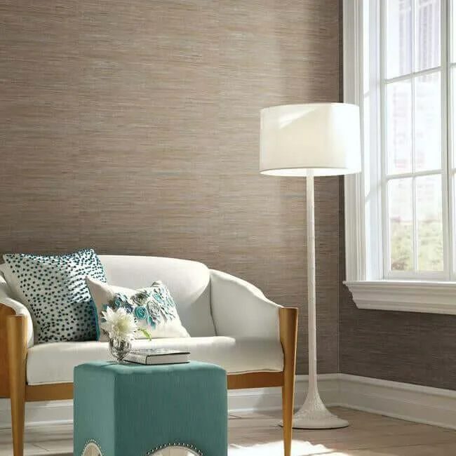 York Wallcoverings Lustrous Grasscloth wallpaper, color Silver & Taupe, SKU Y6201604