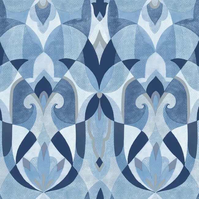 York Wallcoverings Malta wallpaper, color Blue & Silver, SKU MN1920