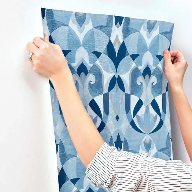 York Wallcoverings Malta - Blue & Silver Wallpaper | Buy Online York Wallcoverings Malta wallpaper, color Blue & Silver, SKU MN1920