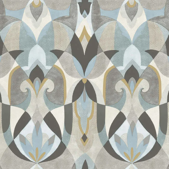 York Wallcoverings Malta wallpaper, color Neutal & Blue, SKU MN1921
