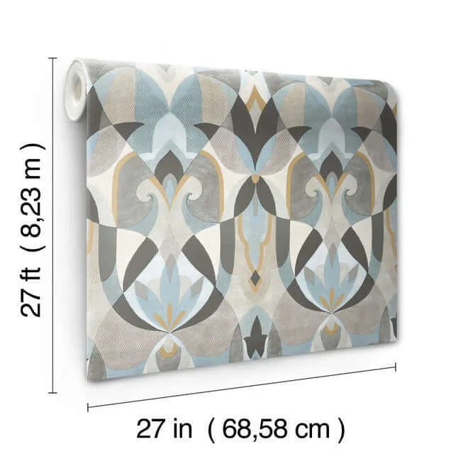 York Wallcoverings Malta wallpaper, color Neutal & Blue, SKU MN1921