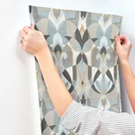 York Wallcoverings Malta wallpaper, color Neutal & Blue, SKU MN1921