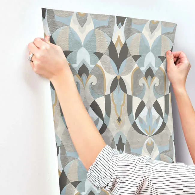 York Wallcoverings Malta wallpaper, color Neutal & Blue, SKU MN1921