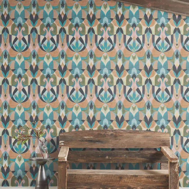 York Wallcoverings Malta - Teal & Gold Wallpaper | Buy Online York Wallcoverings Malta wallpaper, color Teal & Gold, SKU MN1923