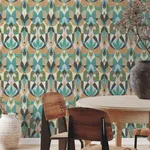 York Wallcoverings Malta - Teal & Gold Wallpaper | Buy Online York Wallcoverings Malta wallpaper, color Teal & Gold, SKU MN1923