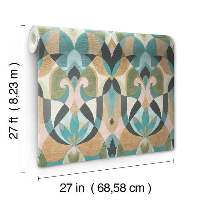 York Wallcoverings Malta - Teal & Gold Wallpaper | Buy Online York Wallcoverings Malta wallpaper, color Teal & Gold, SKU MN1923