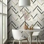 York Wallcoverings Marble Chevron - Black & Gold Wallpaper | Buy Online York Wallcoverings Marble Chevron wallpaper, color Black & Gold, SKU MM1805
