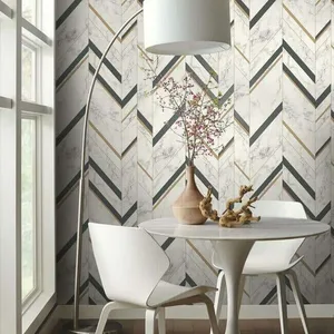 York Wallcoverings Marble Chevron wallpaper, color Black & Gold, SKU MM1805
