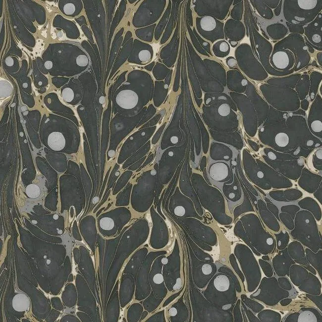 York Wallcoverings Marbled Endpaper wallpaper, color Black & Gold, SKU NV5591