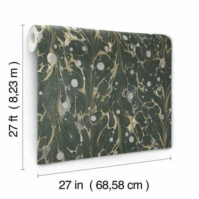 York Wallcoverings Marbled Endpaper - Black & Gold Wallpaper | Buy Online York Wallcoverings Marbled Endpaper wallpaper, color Black & Gold, SKU NV5591