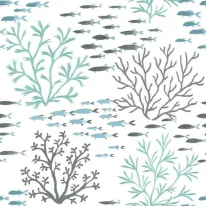York Wallcoverings Marine Garden wallpaper, color Blue & Brown, SKU CV4406