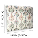 York Wallcoverings Marketplace Motif wallpaper, color Off White & Green, SKU MN1853