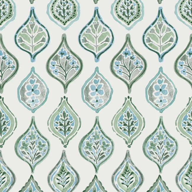 York Wallcoverings Marketplace Motif wallpaper, color Pale Grey & Green, SKU MN1851