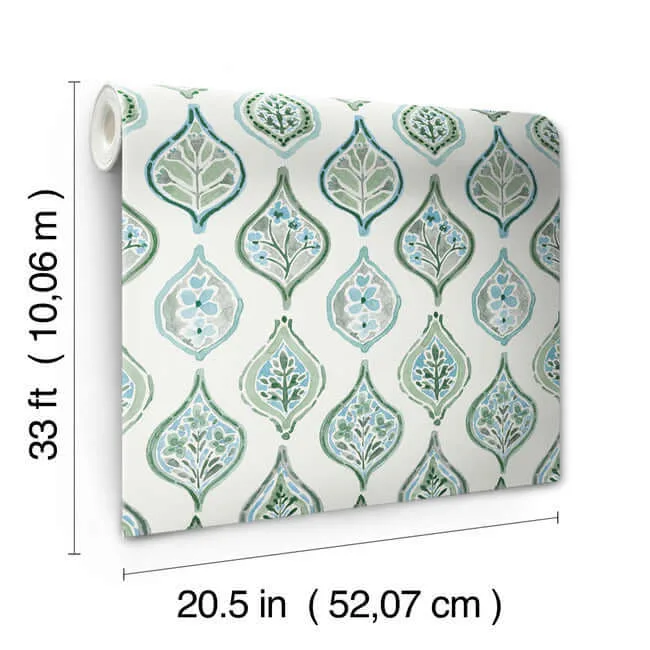 York Wallcoverings Marketplace Motif wallpaper, color Pale Grey & Green, SKU MN1851